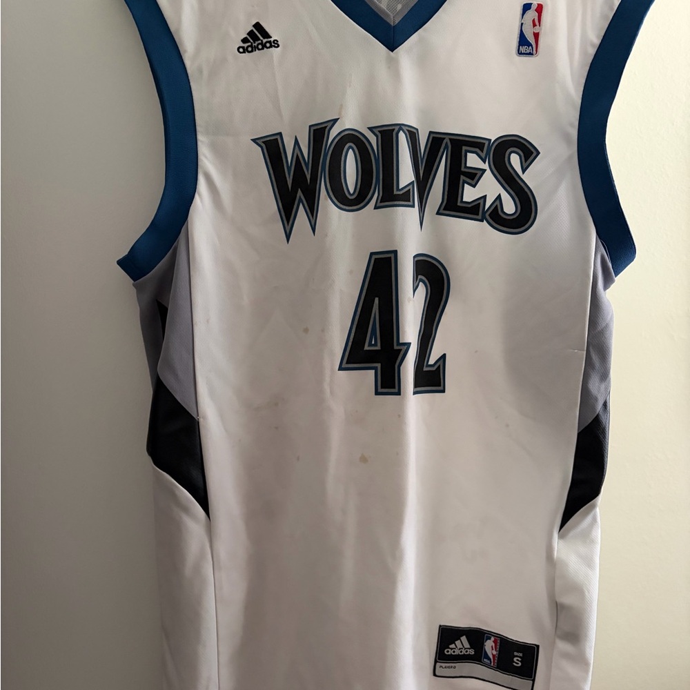 adidas White & Blue Minnesota Wolves #42 Basketball Jersey